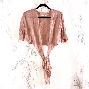 Wish muave wrap tie front shirt sheer J7